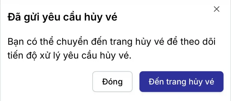 Đã gửi yêu cầu hủy vé